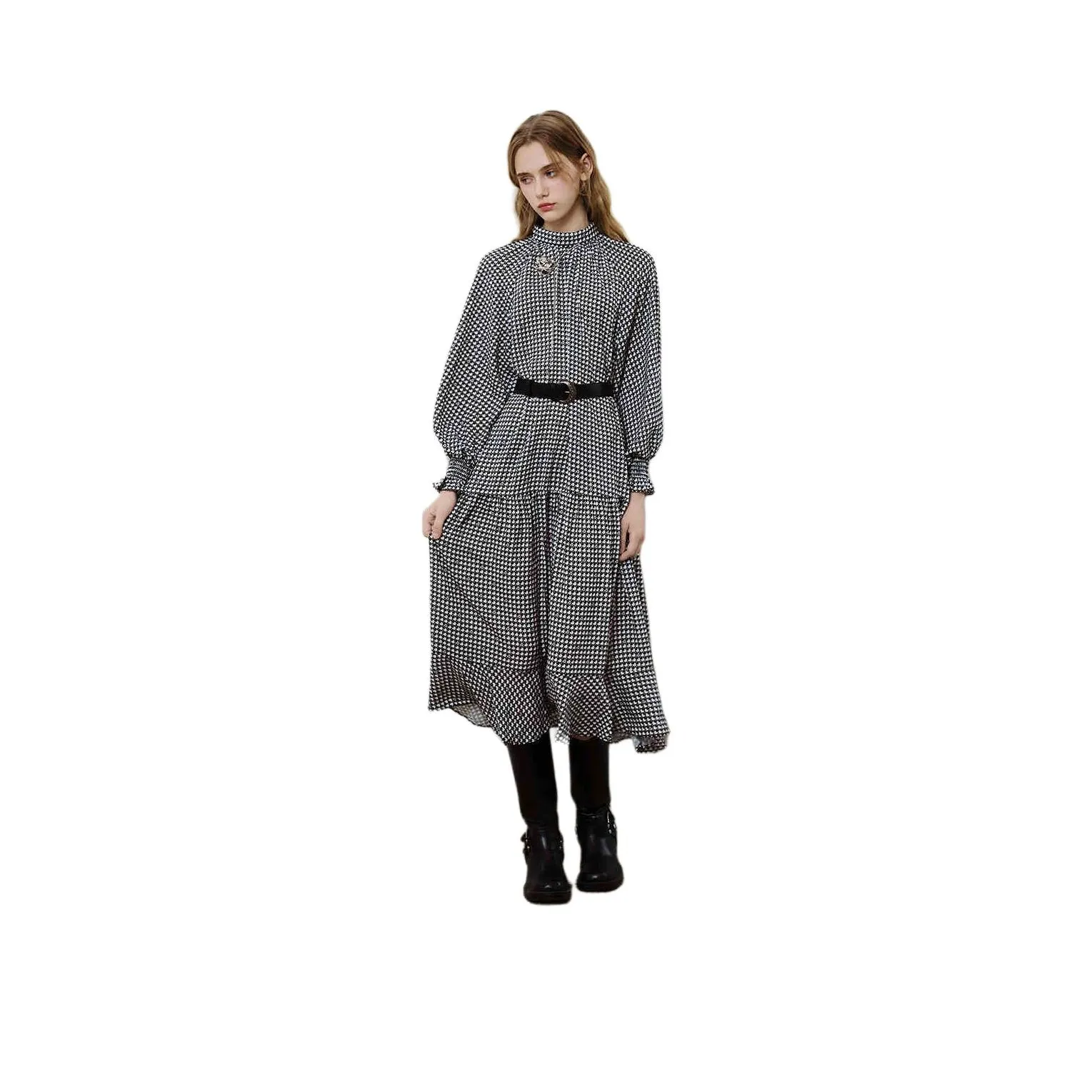 JORYAweekend Длинное платье с длинными рукавами женское черное