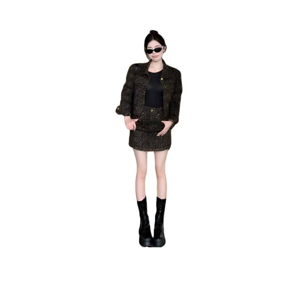 Icicofficial Skirt Set Women's Leopard Print