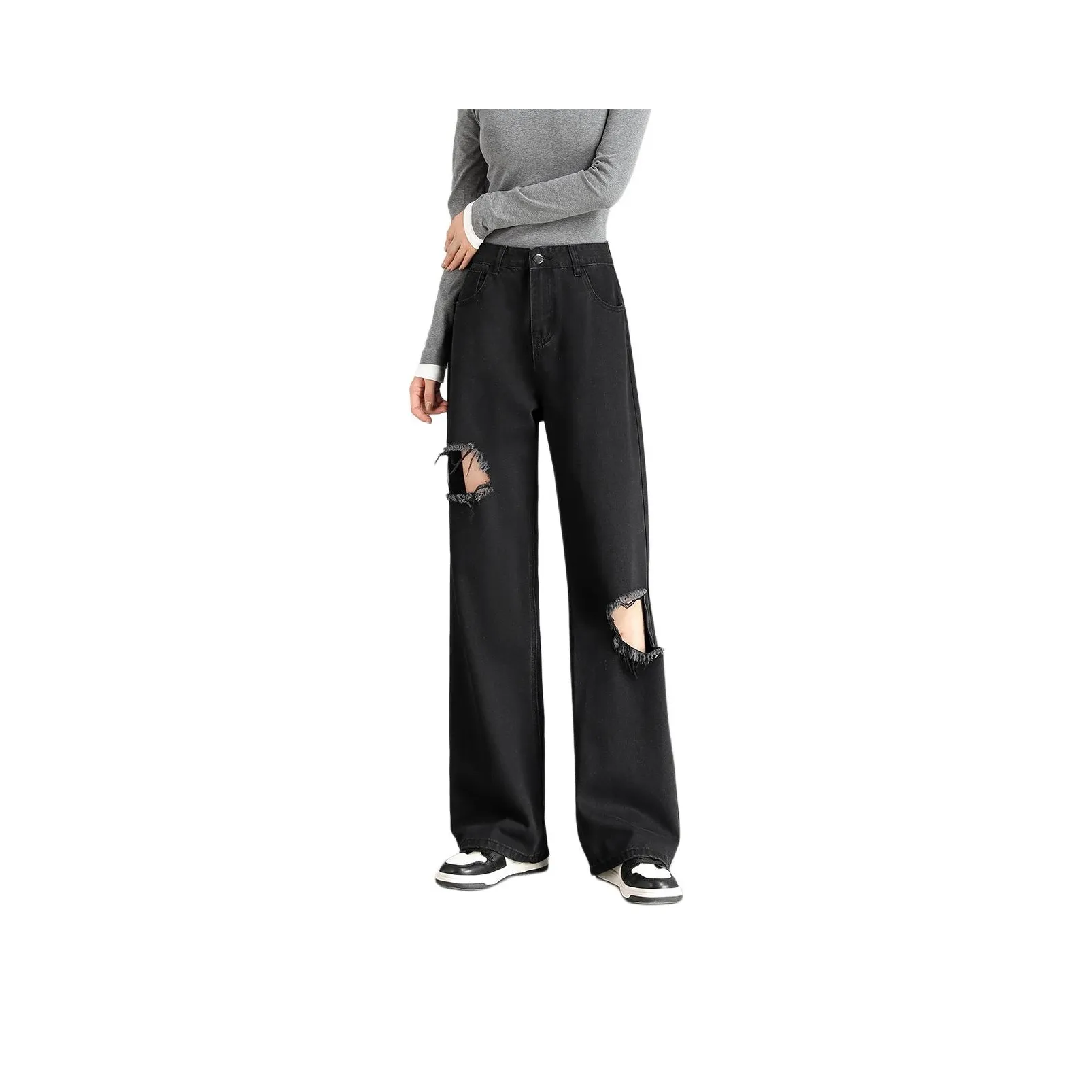 FAWENXIANGZI Черные Женские Джинсы