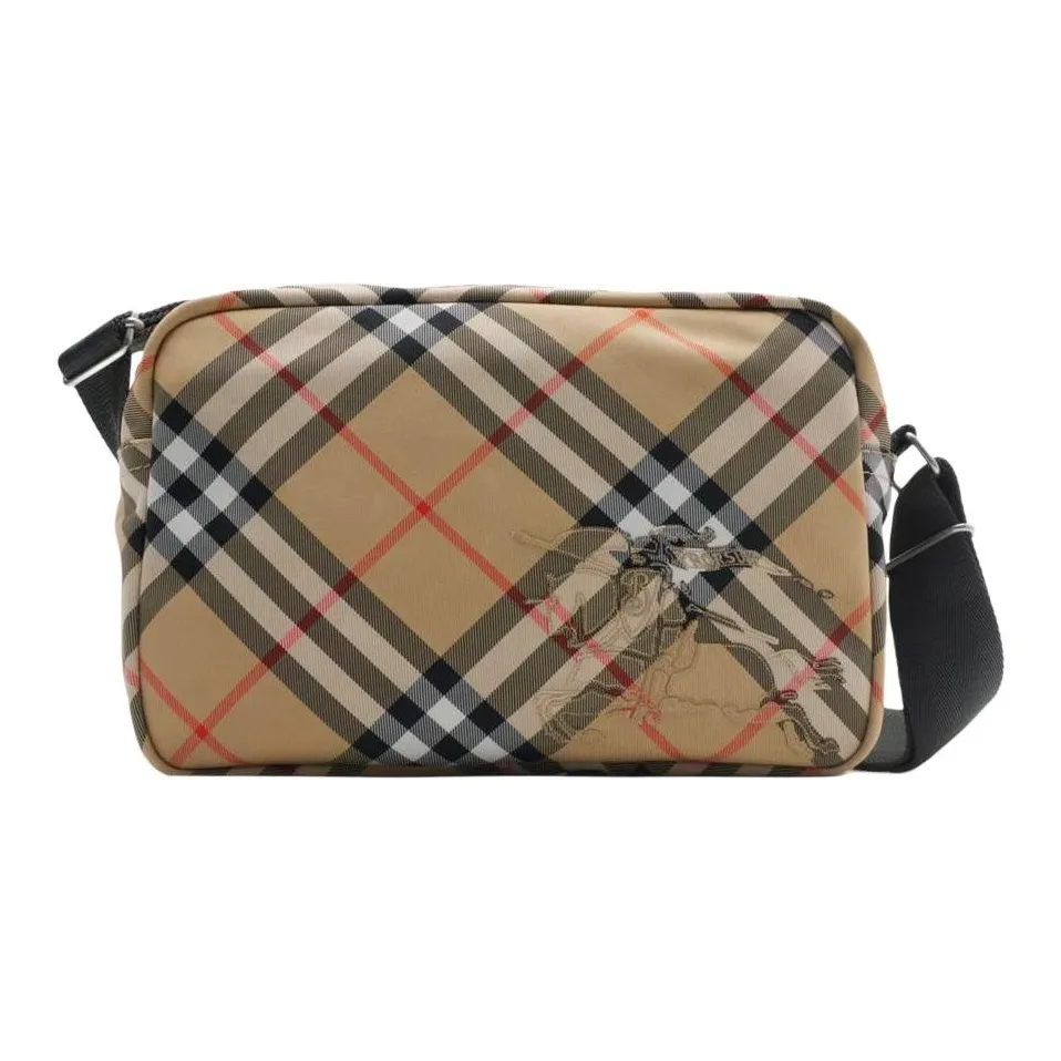 Burberry Polyester Blend With Polyurethane Single Room Crossbody Bag Men's Sand
