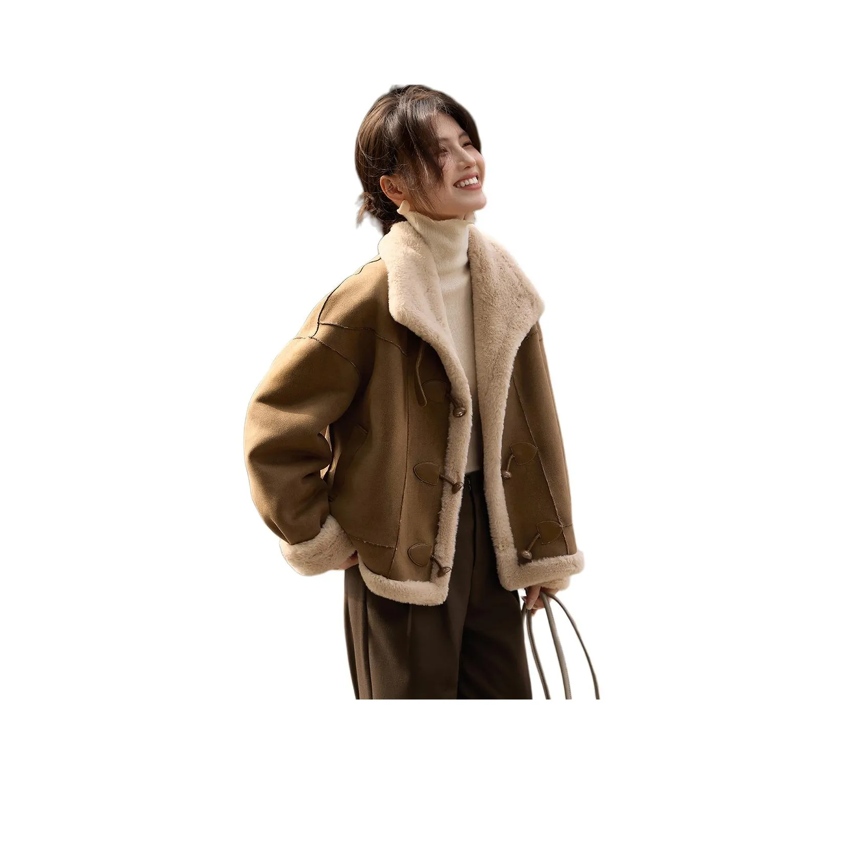 XWI Cropped Coat Women's Теплый Коричневый