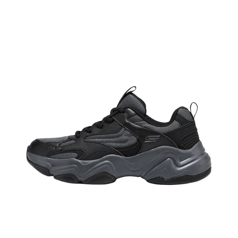 Skechers DLITES Дышащий Легкий Увеличение Высоты Низкий Топ Обувь для Повседневной Носки Мужская Черная Серый