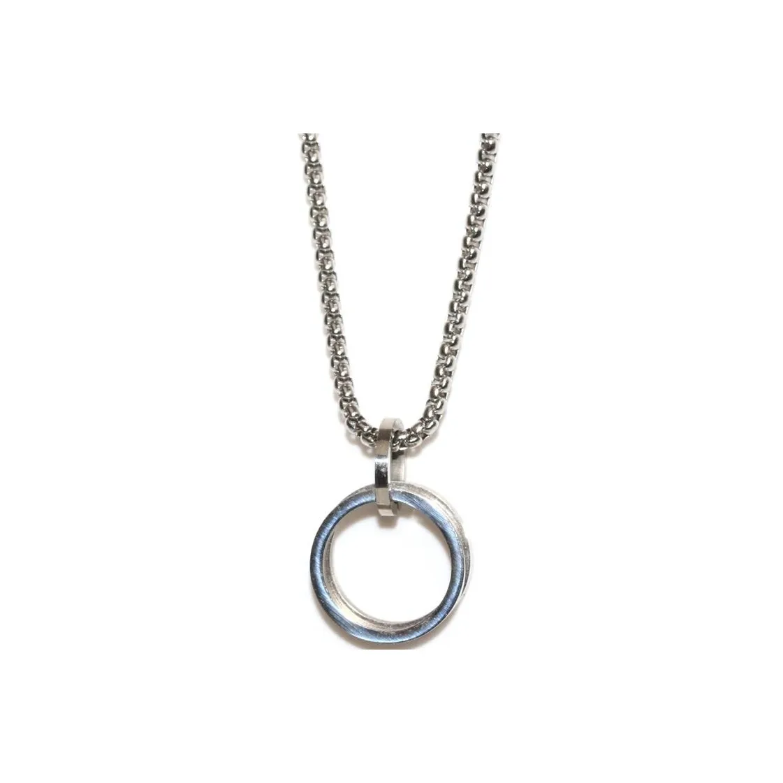 SHIYI N CIFANG Двойное кольцо из титанового стального сплава 316L не блеклый минималистский стиль универсальный нишевое ожерелье мужское