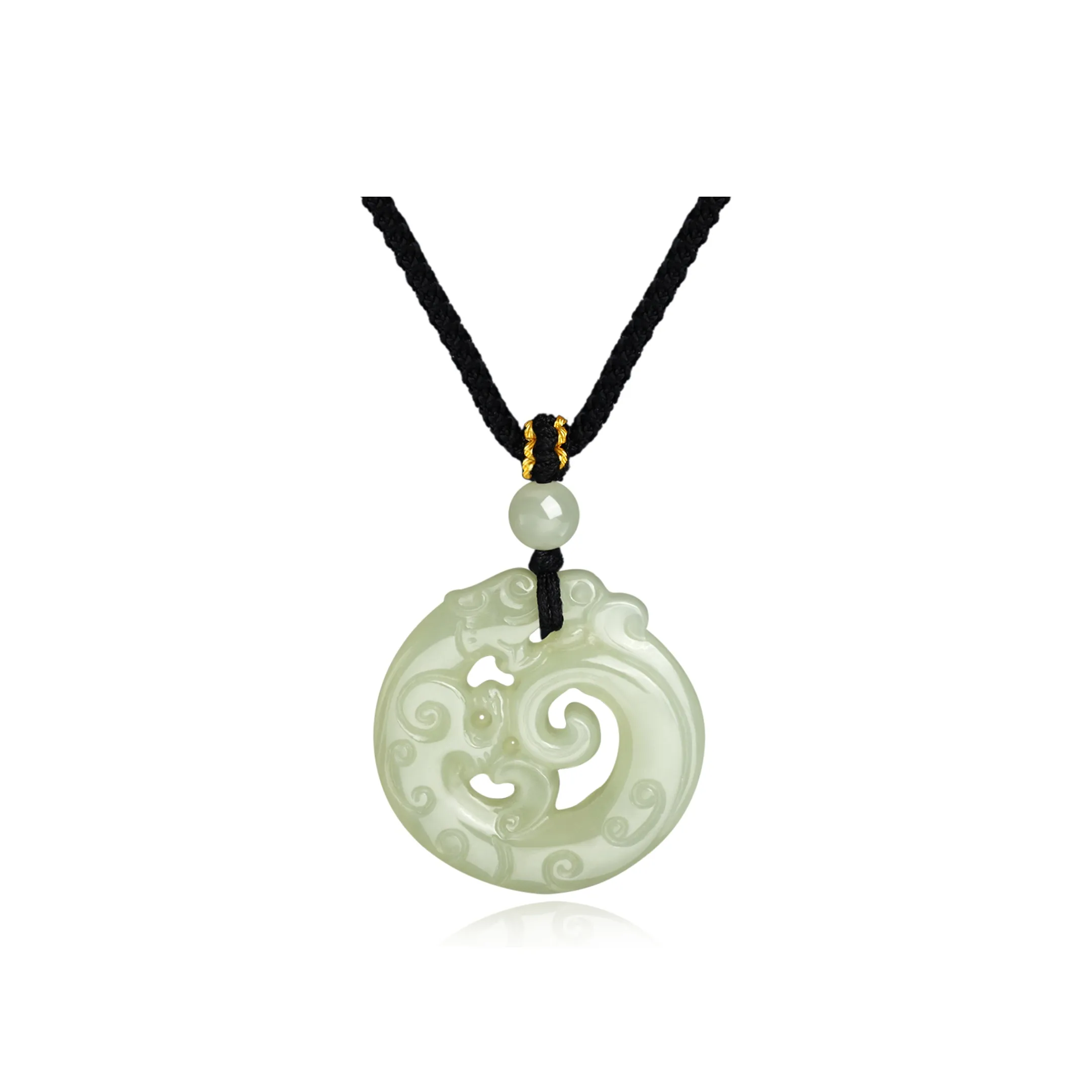 Lao Feng Xiang Hetian Jade Necklaces White Jade/Pale Greenish White Jade Unisex