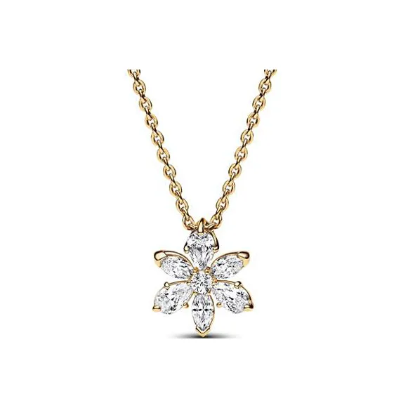 Pandora Cubic Zirconia 14K Gold Plated Metal Necklaces Women's Gold