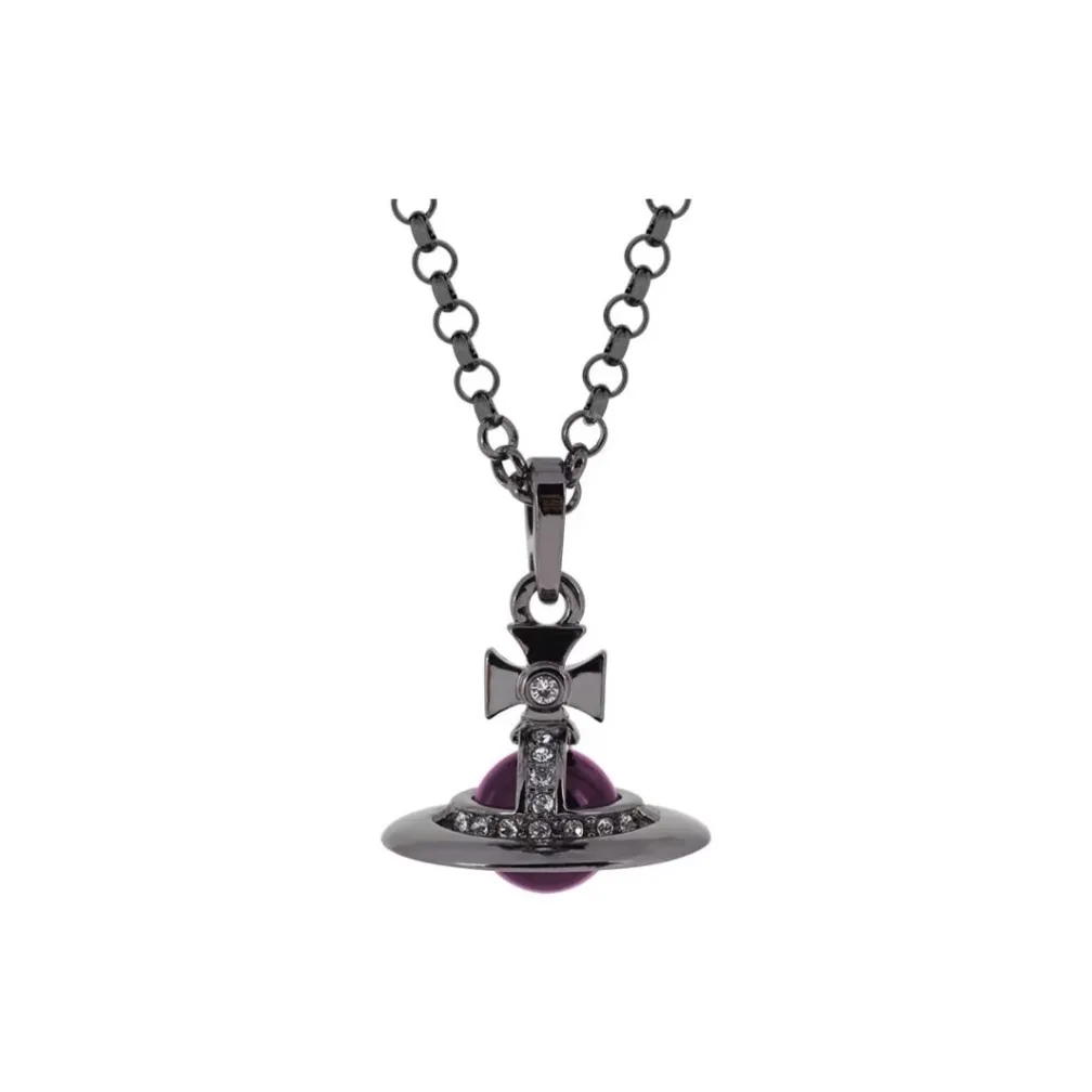 Vivienne Westwood Rhinestone Necklaces Women's Silver/Purple