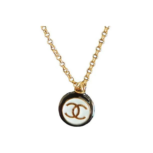 CHANEL Pearl Double C Pendant Necklace Women's Gold