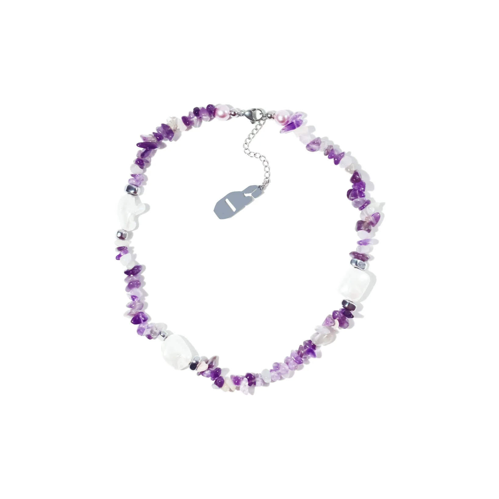 Get'em ON Фиолетовый Галька Белая Раковина Бусина Ожерелье Унисекс