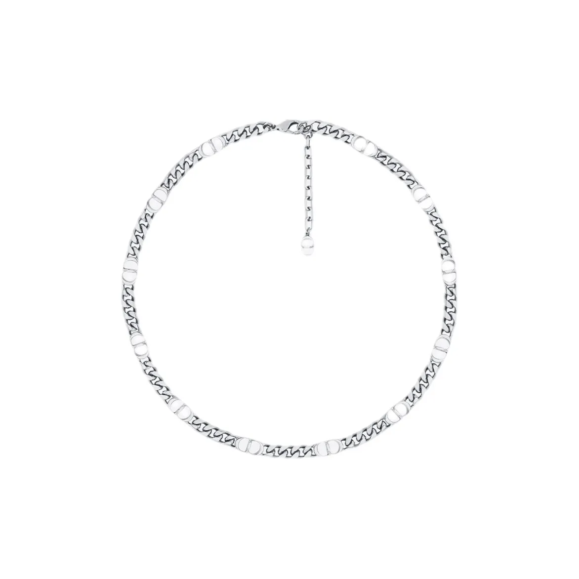 DIOR Classic CD Necklace Series Brass Necklaces Unisex Silver