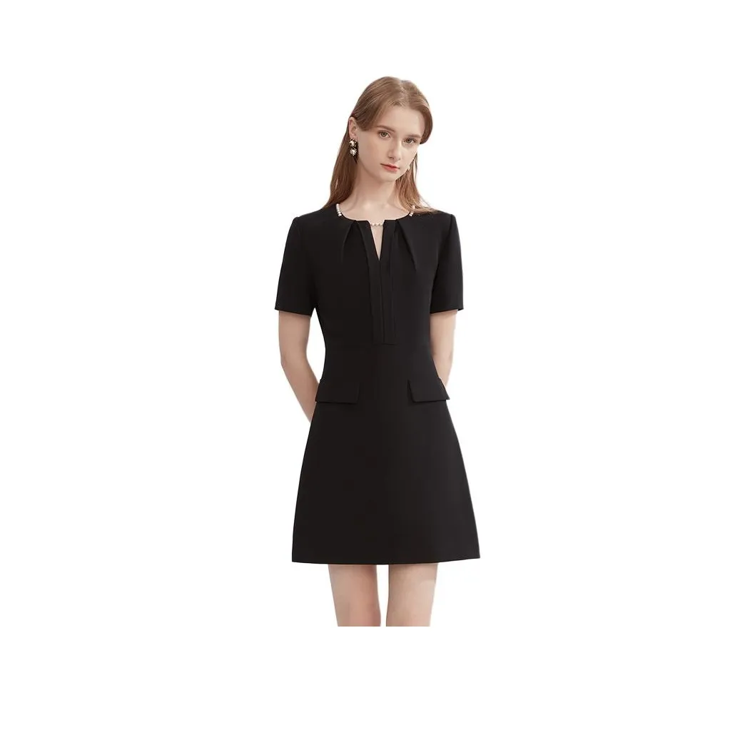 Caroline Короткий рукав Платье Женское Черное