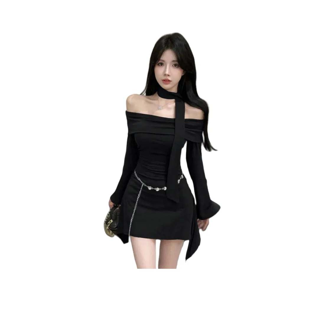 Icicofficial Длинное платье с длинными рукавами женское