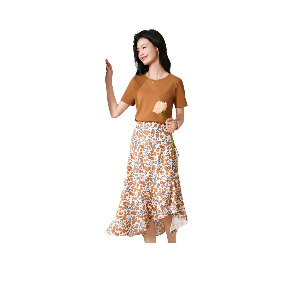 Mo Han Yi Mei Комплект с юбкой Женские 2 предмета Набор Апельсин