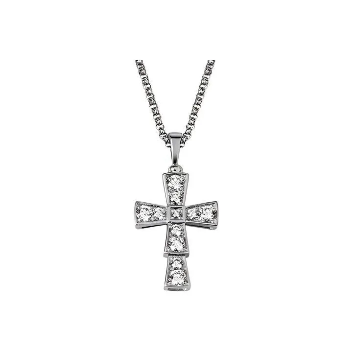 BVLGARI Pre Owned 2010s 18K White Gold Serpenticross Diamonds Necklace