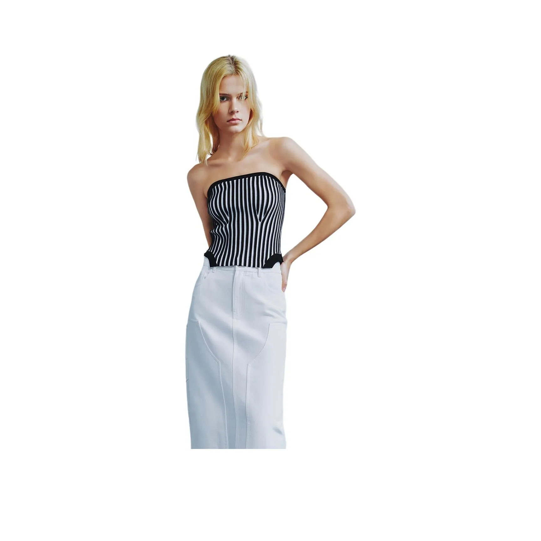 COVERINS Черно-белая панда Женские топы без бретелек