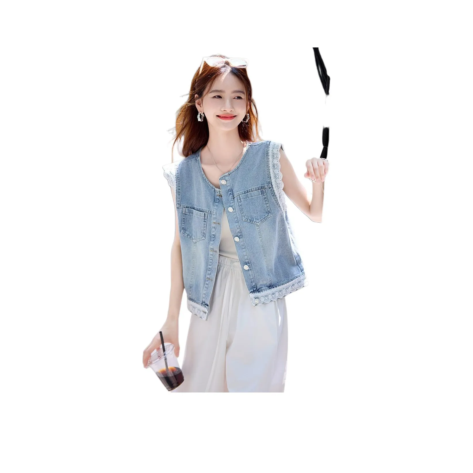 SHANGJING Синий Женский жилет