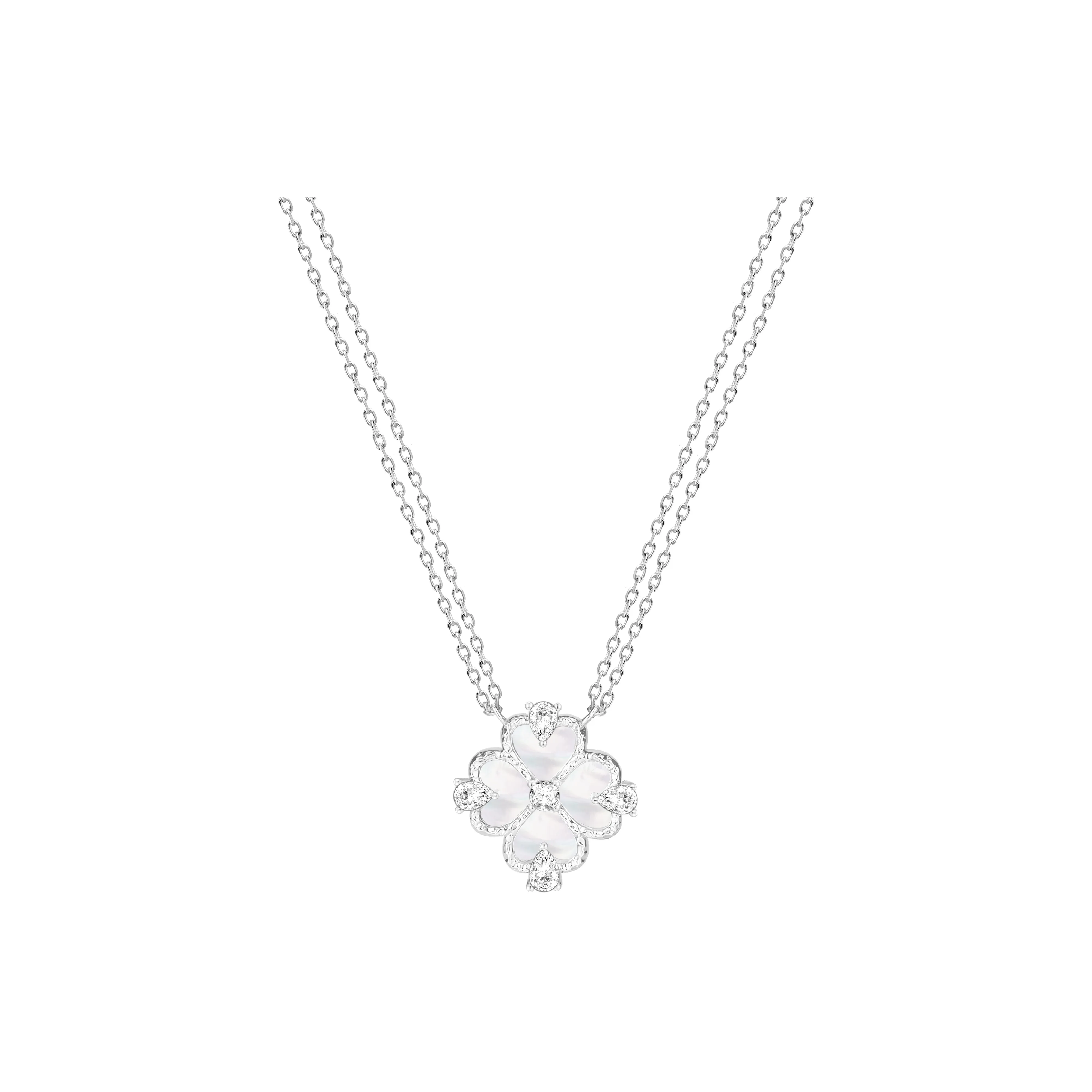 CHARLOTTE RAFFAELLI· Zircon Heart Mother Of Pearl Copper Necklaces Women's Silver White