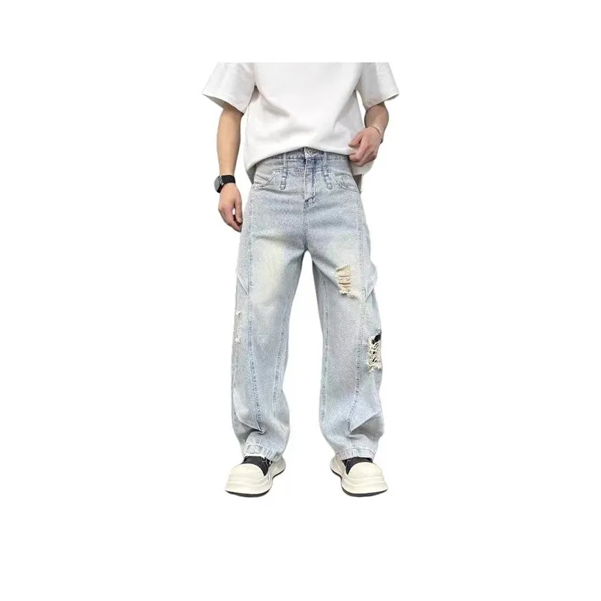 UOOHE Промытый синий Унисекс Джинсы