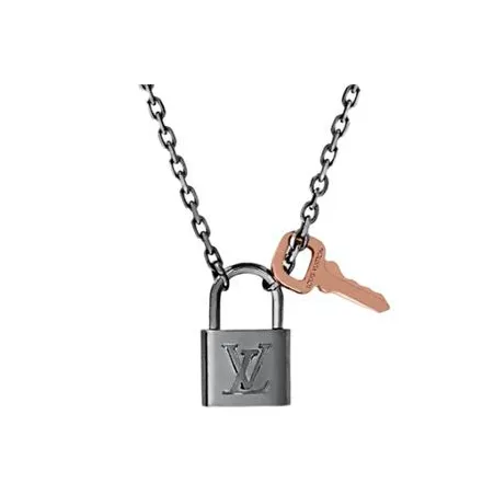 LOUIS VUITTON Padlock Necklaces Men's Silver