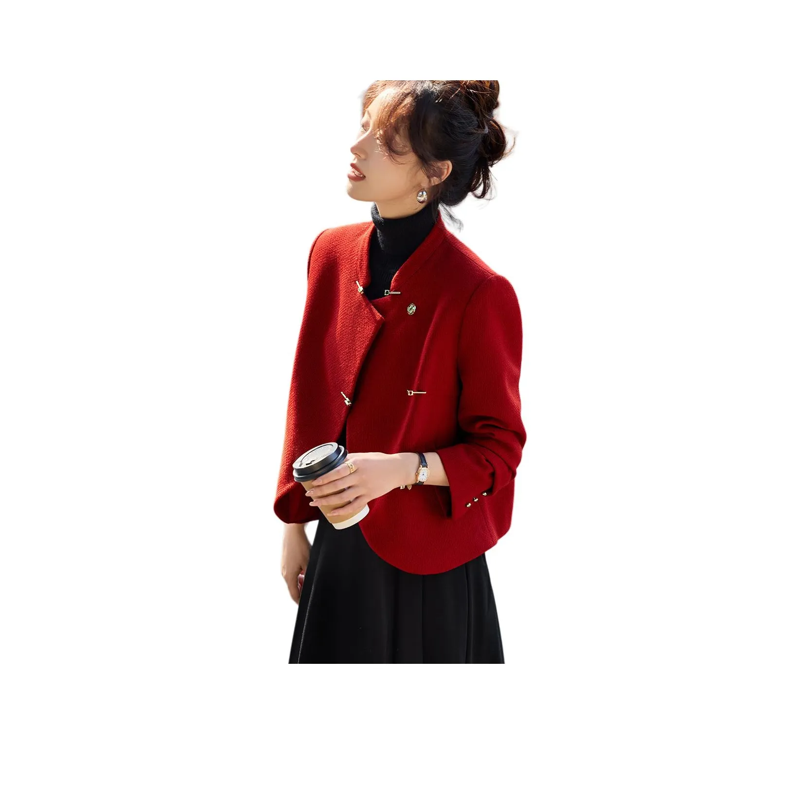 Mo Han Yi Mei Куртки Пальто Женские Новый год Красный