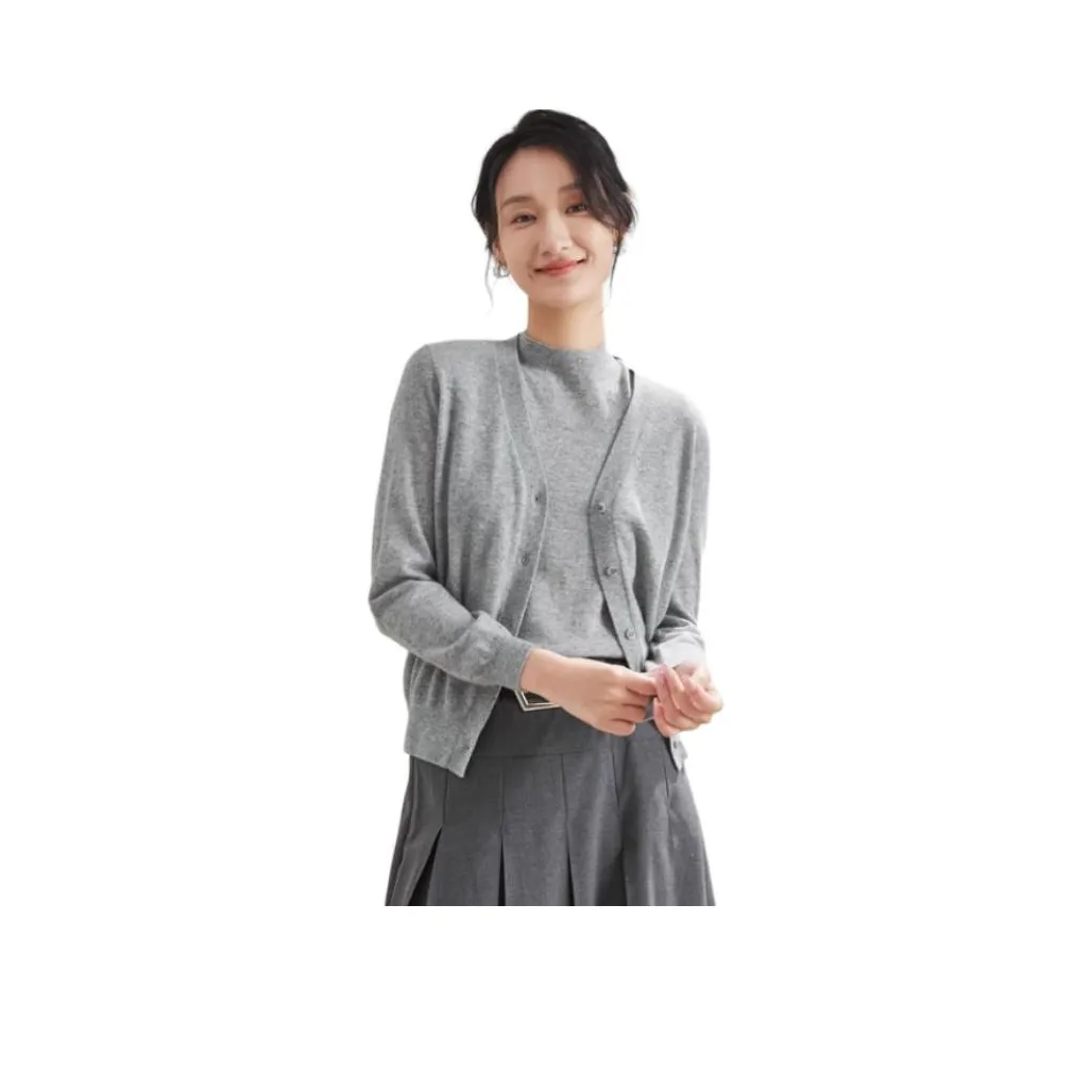 MIHUANG Кашемир Свитер Женский Светло-Серый Люрекс