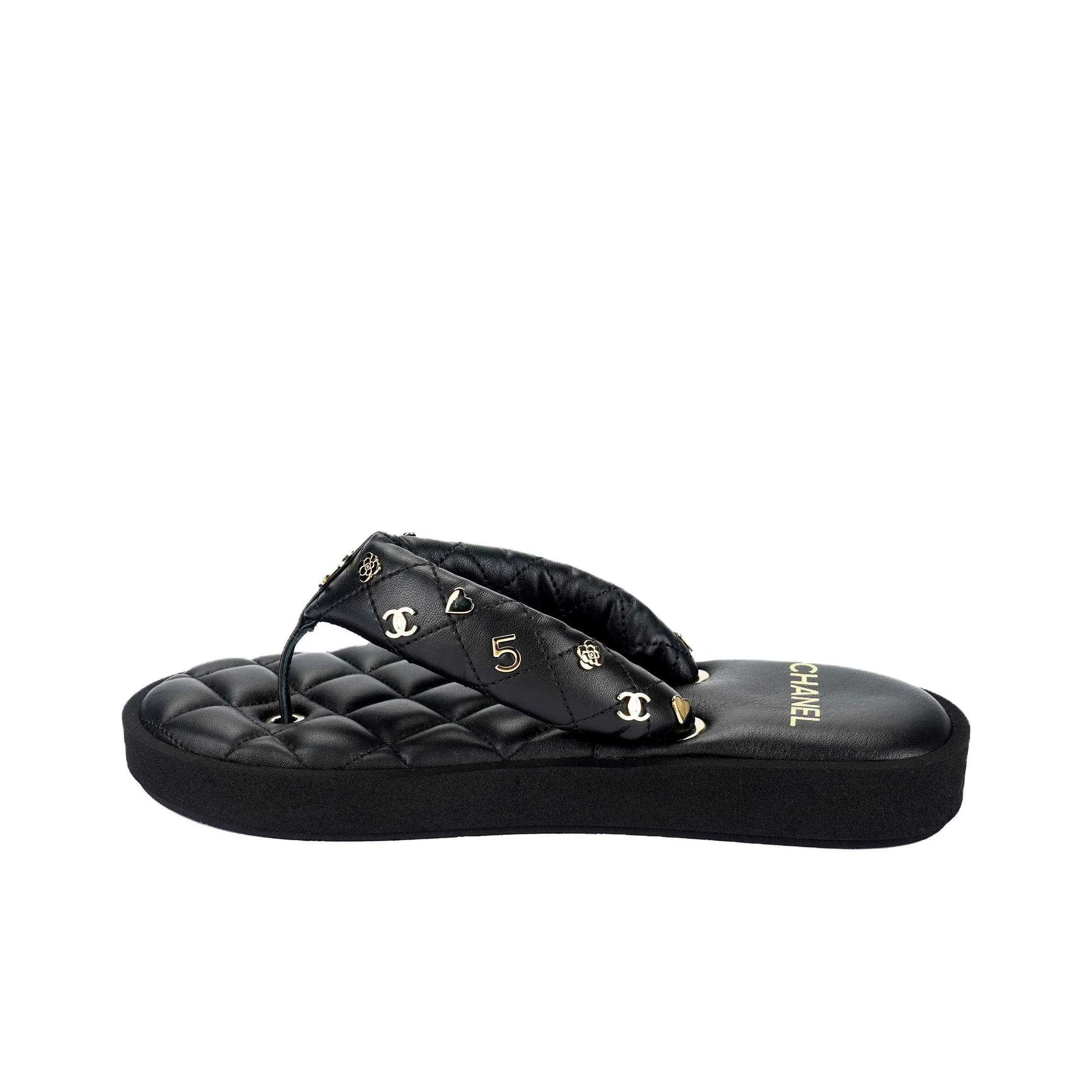 CHANEL Flip Flops Women's Black