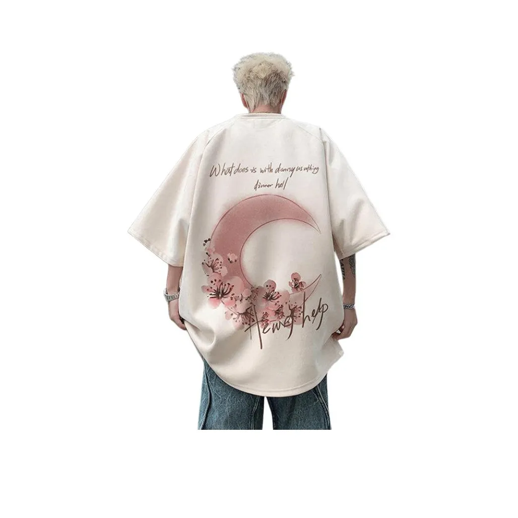 DARK HORSE 3 4 рукав Американский стиль Роскошная уличная мода OVERSIZED Короткий рукав Унисекс