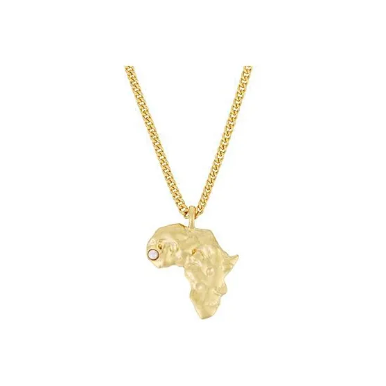 CHANEL 2023 Plated Cc Faux Pearl And Africa Pendant Costume Necklace