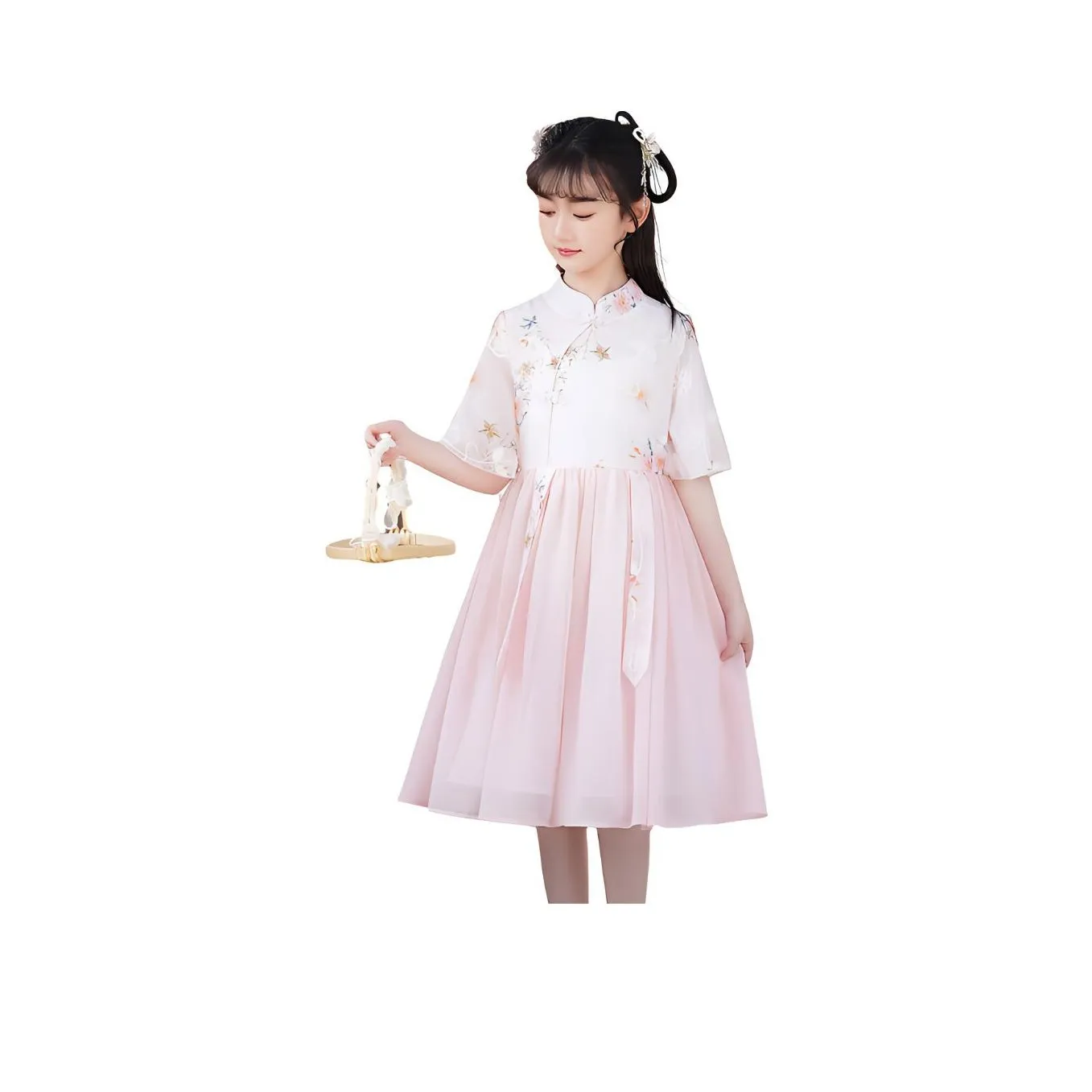Because No Children's Dress Baby Pink