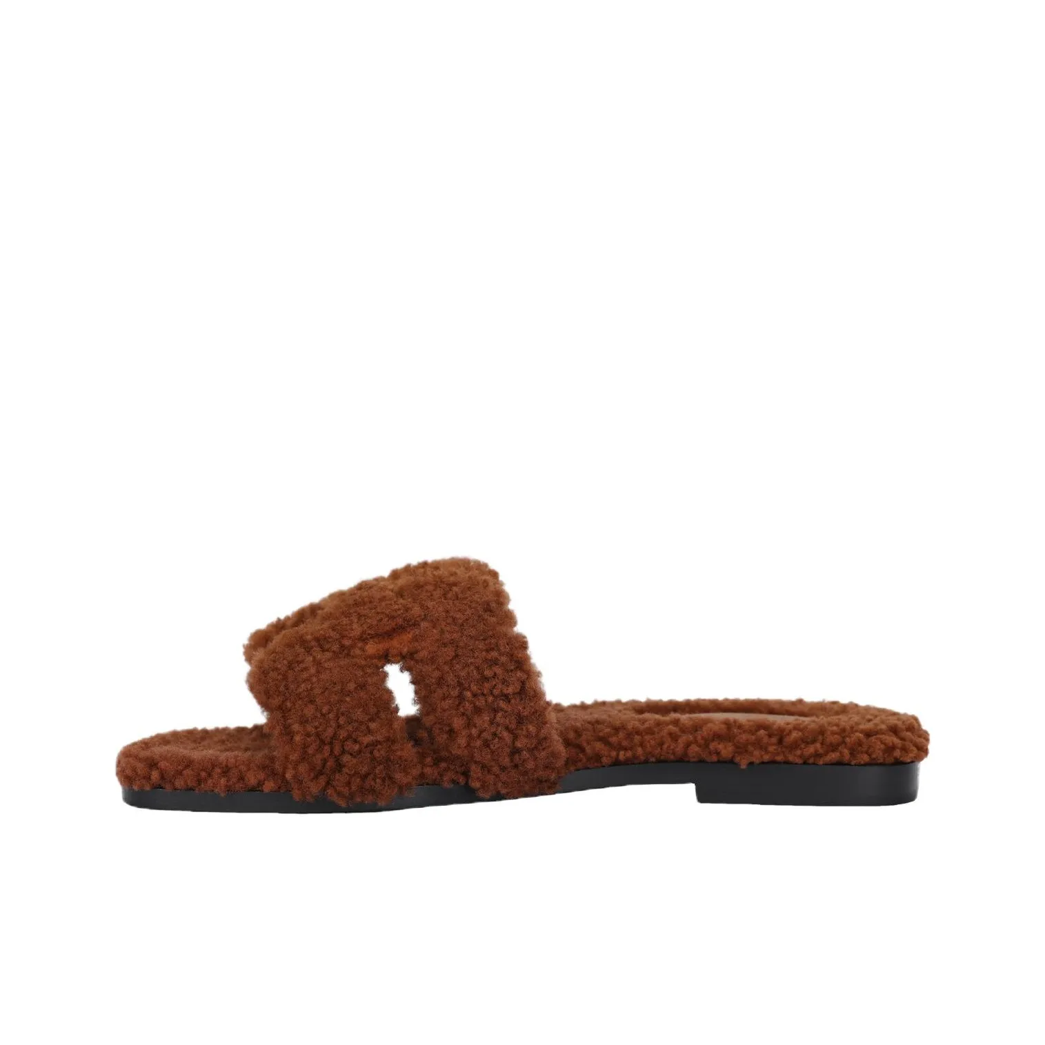 HERMES Oran Sandal Cognac Woolskin