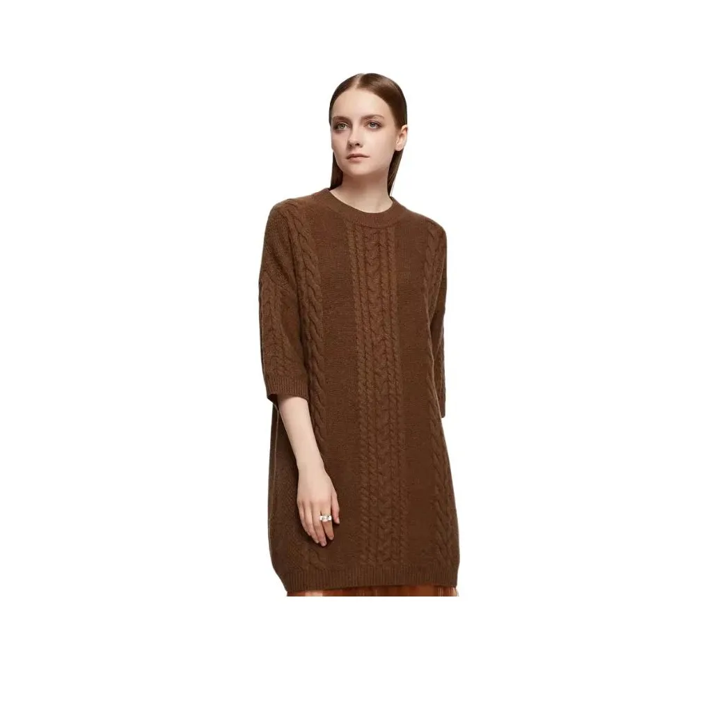 MIHUANG Short-Sleeved Dresses Women's Blossom Coffee
