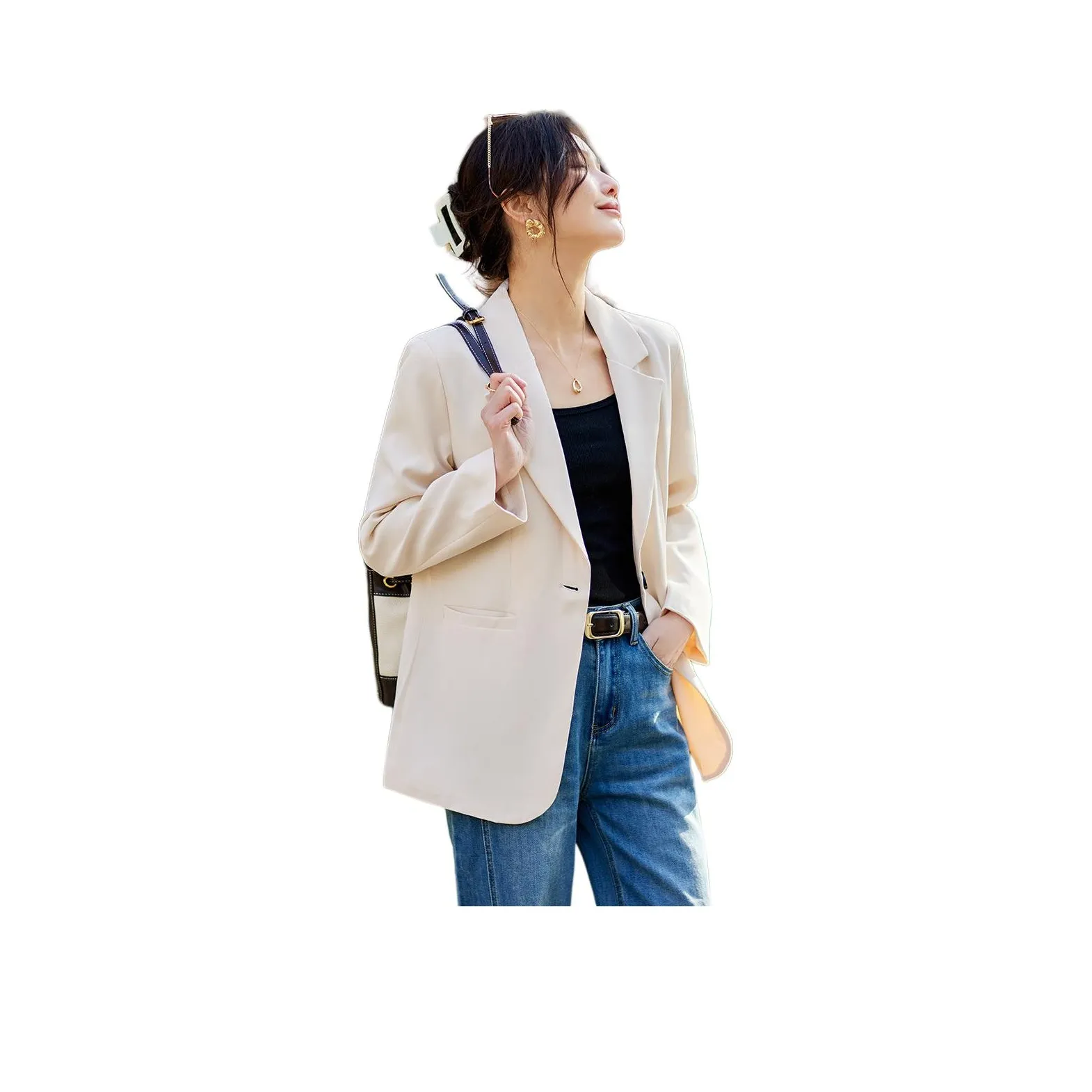 TERRE BLEUE Spring, Fall, Winter Business Suit Loose Fit Women's