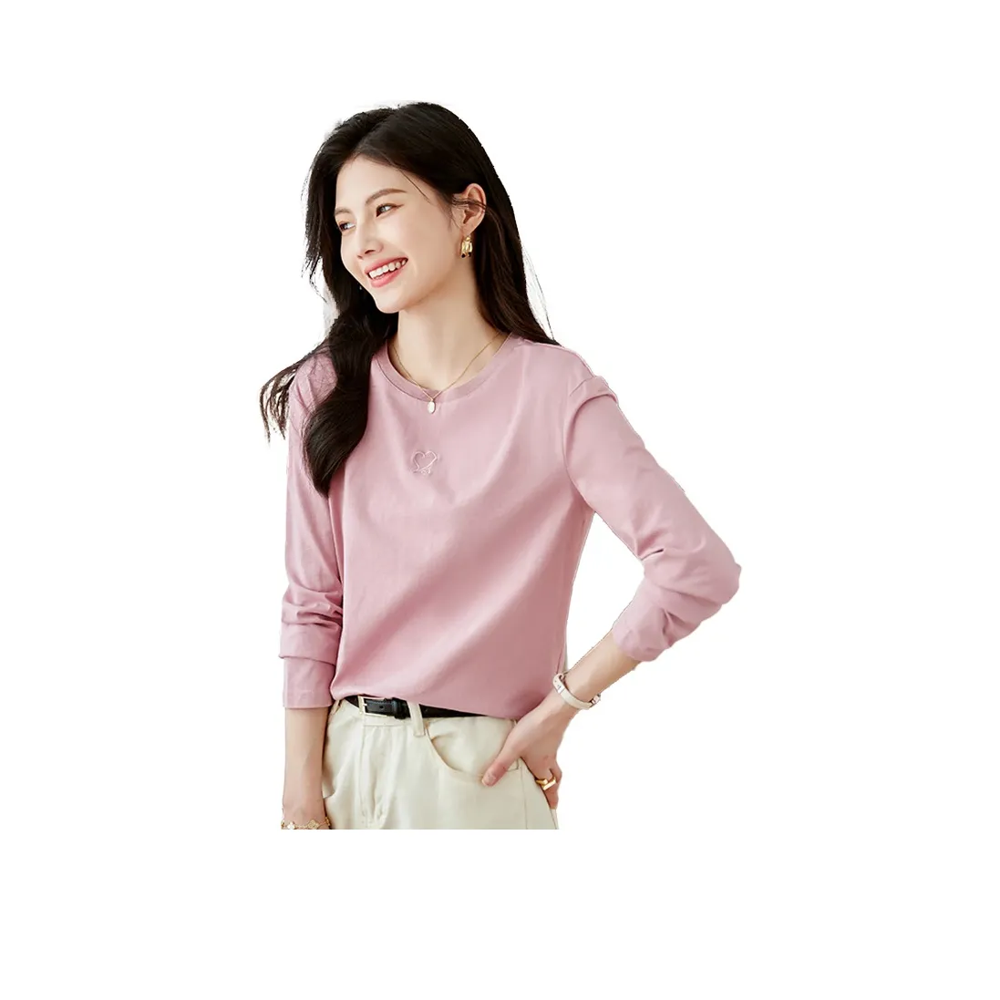 She Enjoys Drop Shoulder Sleeve T Shirt Women's Pink