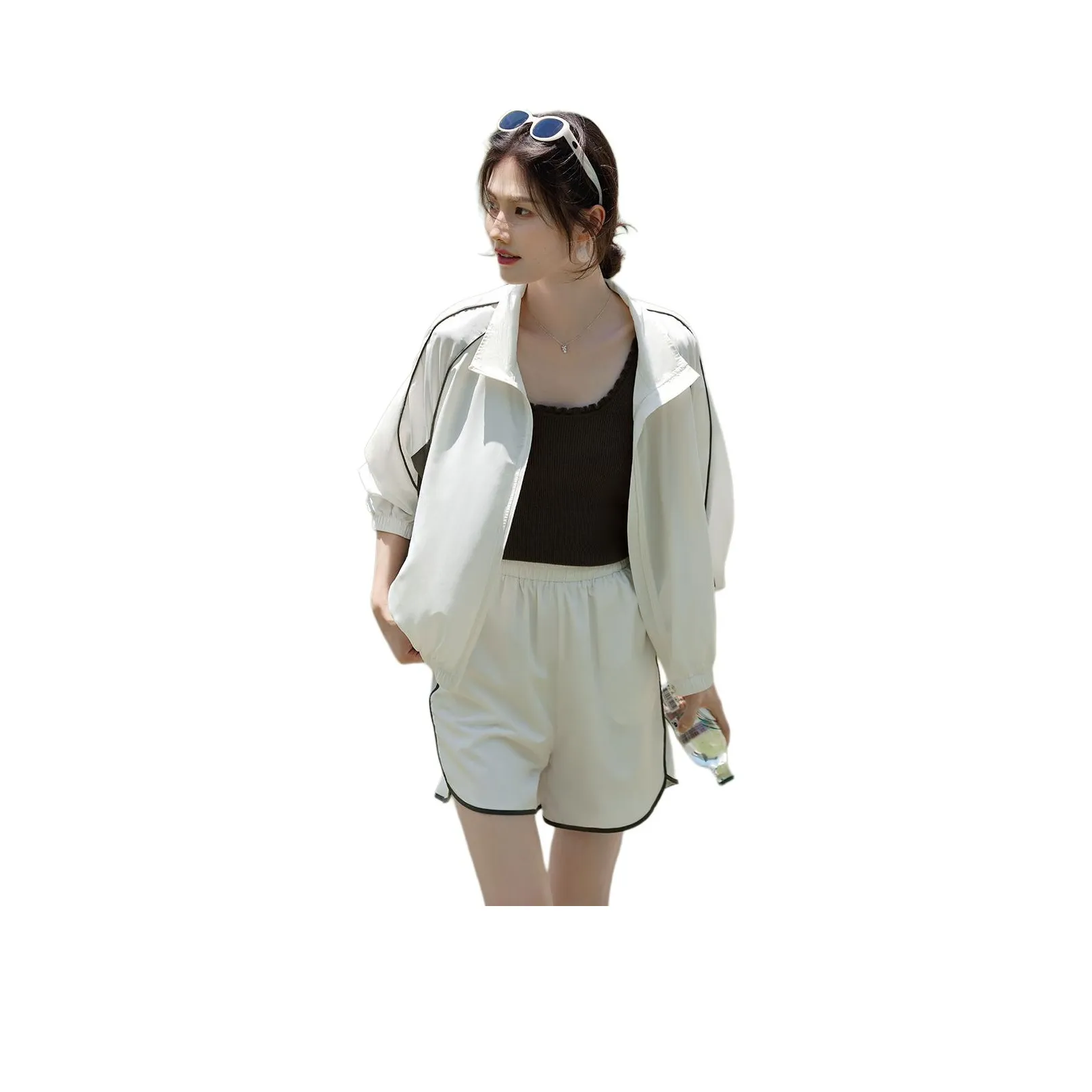 XWI Casual Suit Women's White With Dark Green Accents