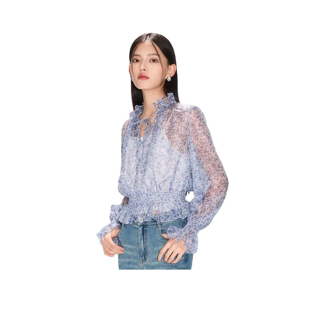 Caroline Шифон Рубашка Женская Синий Фиолетовый