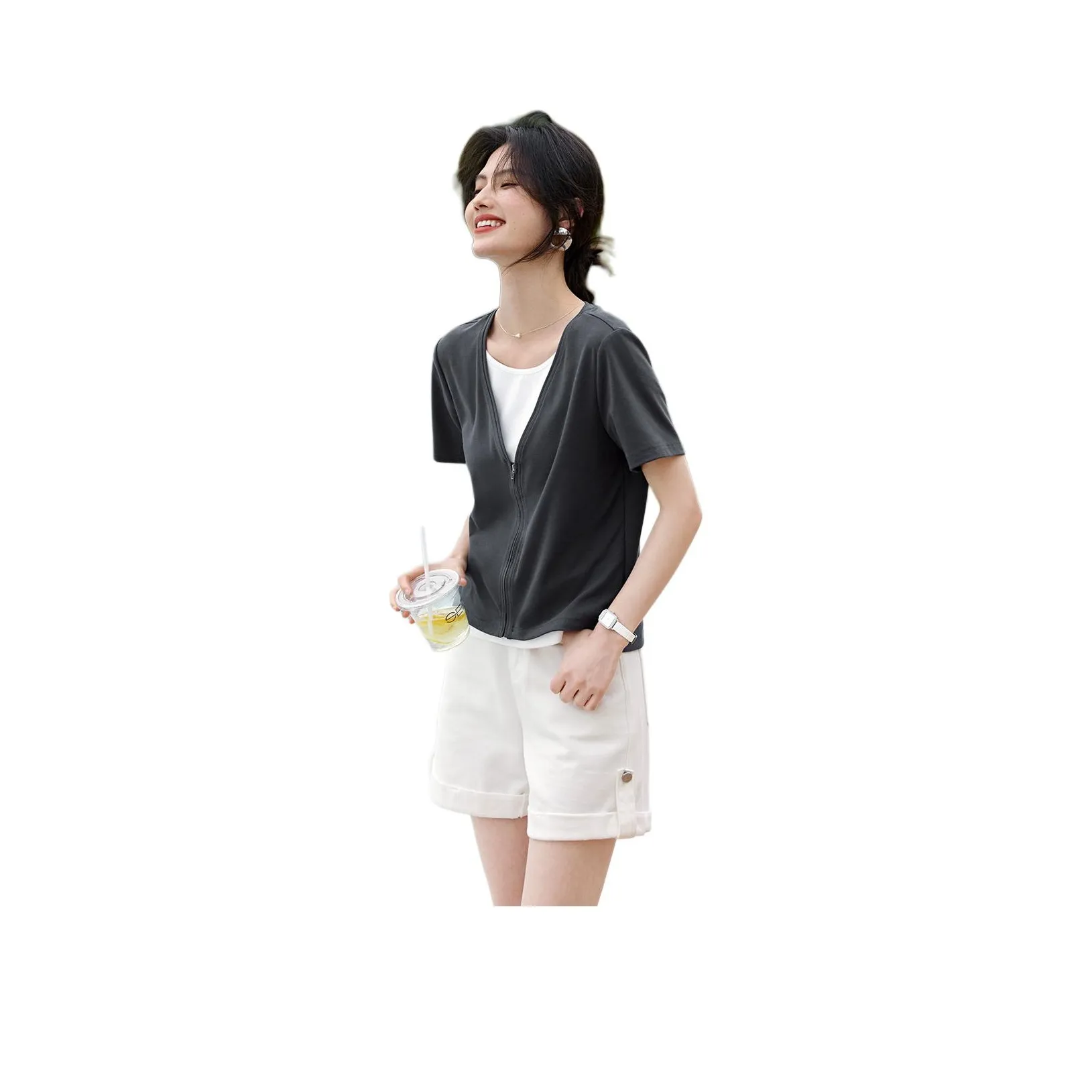 XWI T Shirt Women's Gray & White