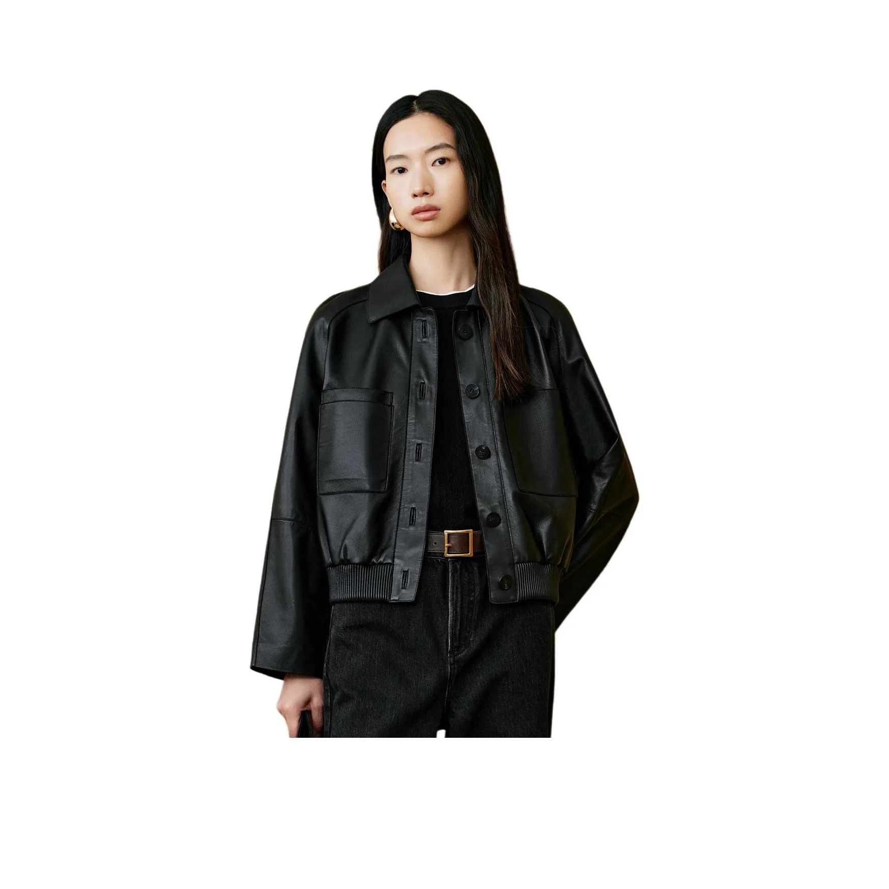 INSUN Черные Женские Кожаные Куртки