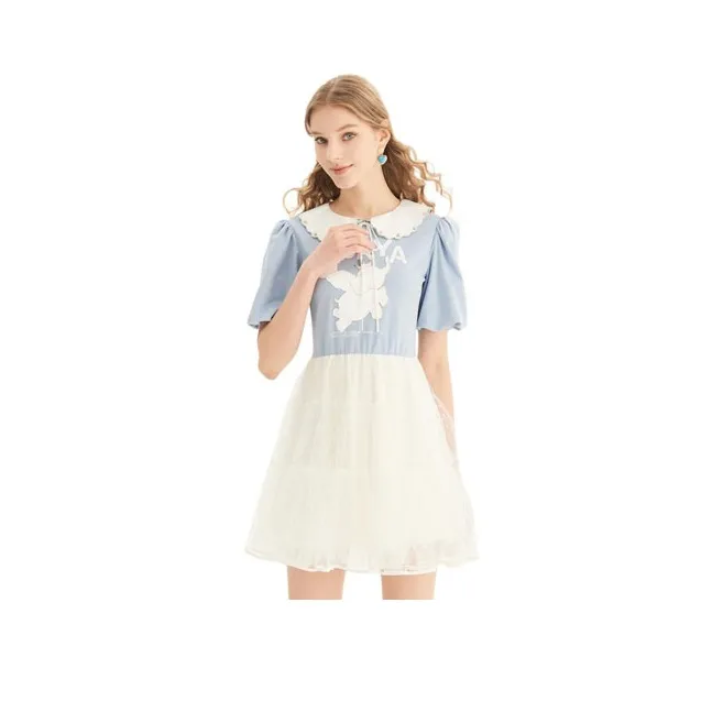 JORYAweekend Короткий рукав Платье Женское Небесно-голубой