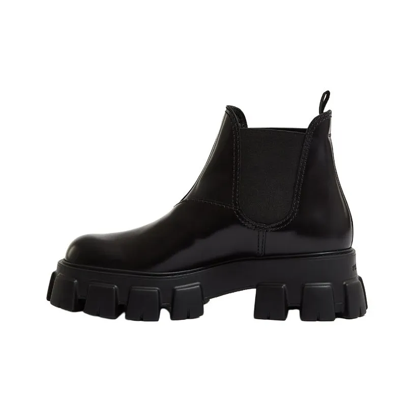 PRADA Moonlith Brushed Leather Chelsea Boots
