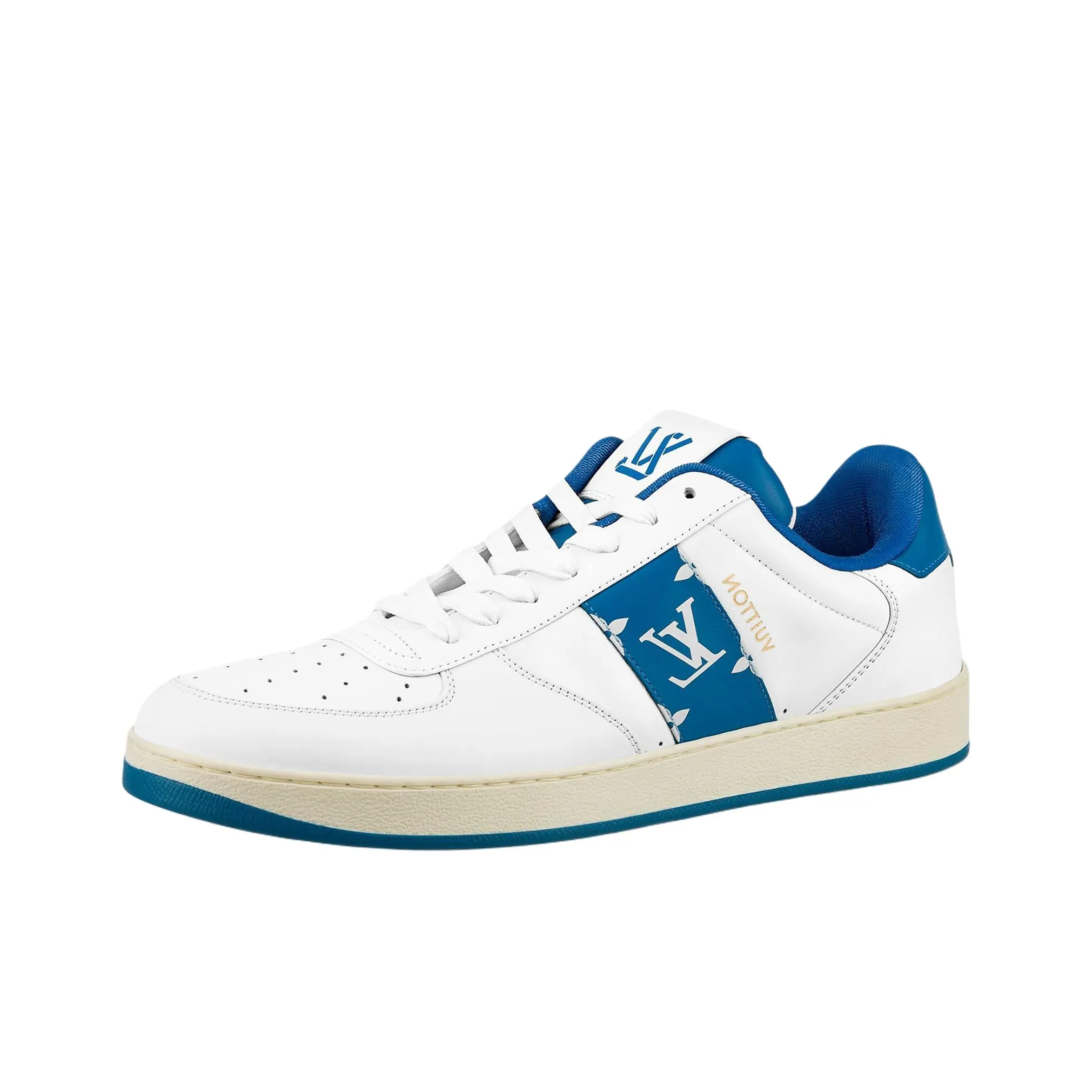 LOUIS VUITTON Rivoli Sneakers 'White With Blue Side Monogram Band'