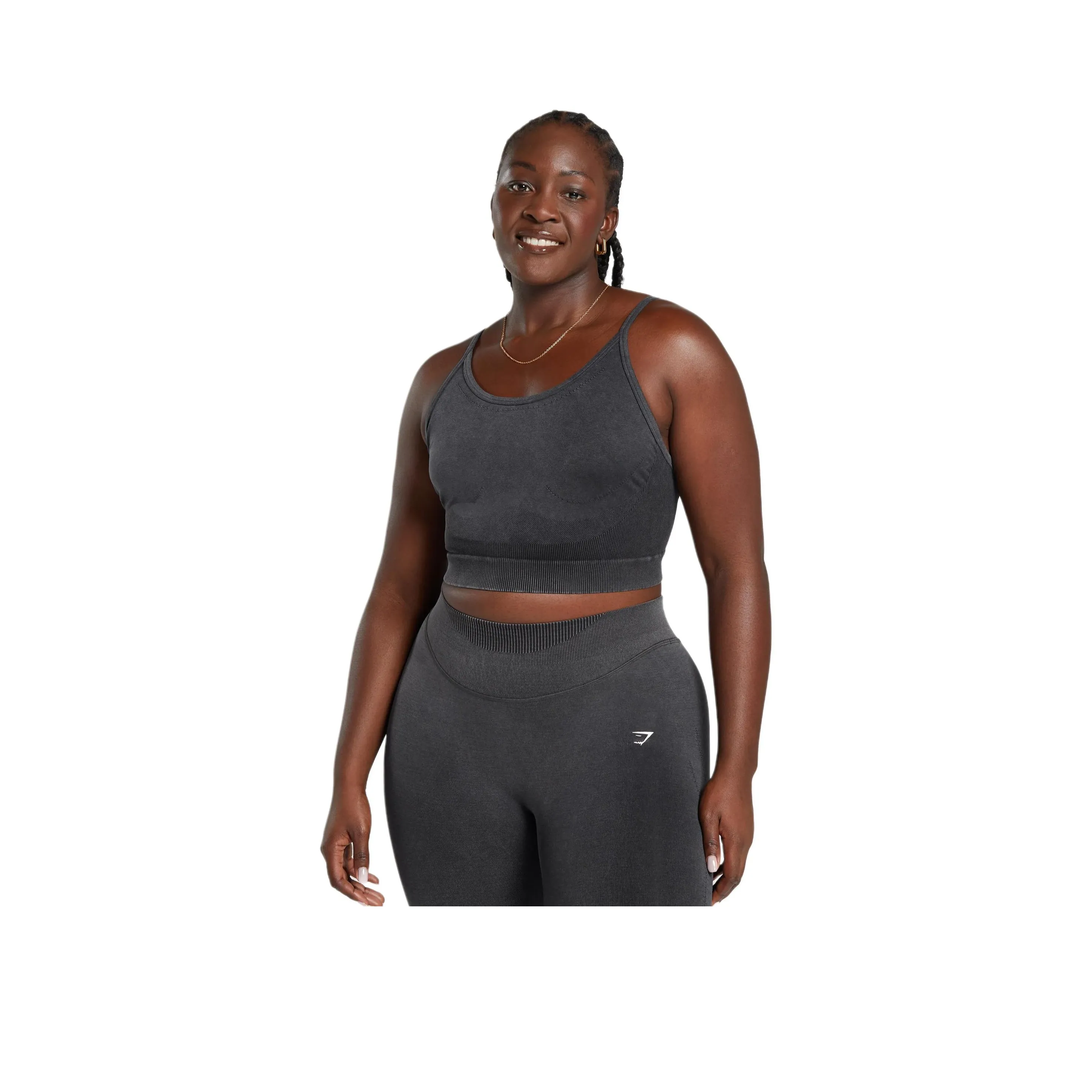 GYMSHARK Sweat Бесшовный Промытый Midi Танк Спортивное белье Женские Черный