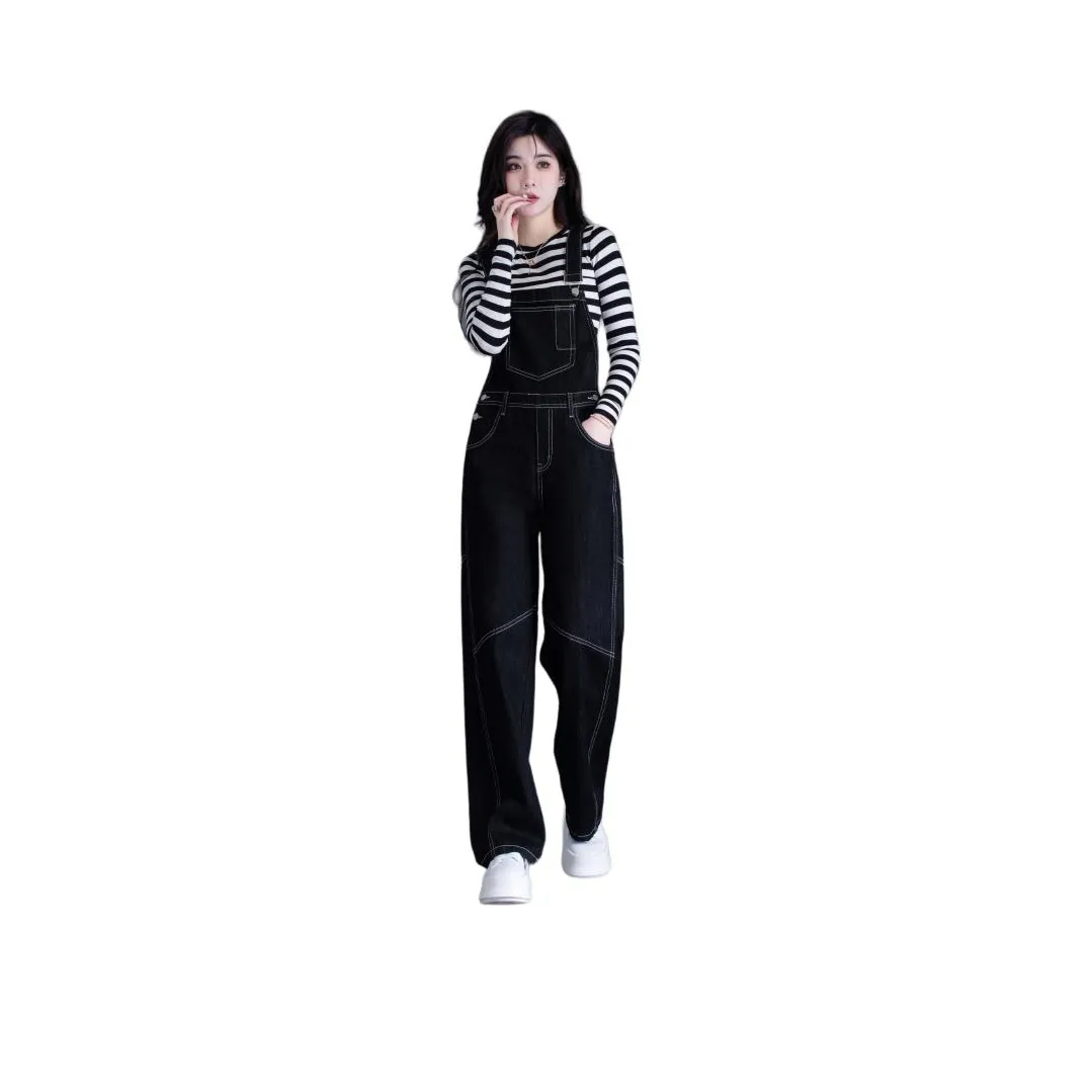 You cow me pants Overalls Women's Black