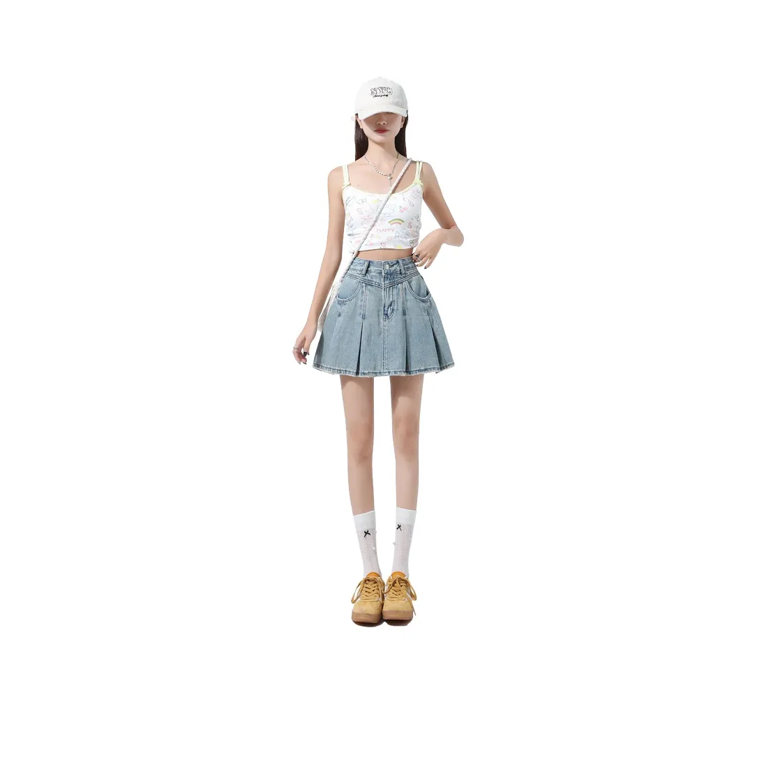 ZAZN Denim Short Skirts Women's Light Blue