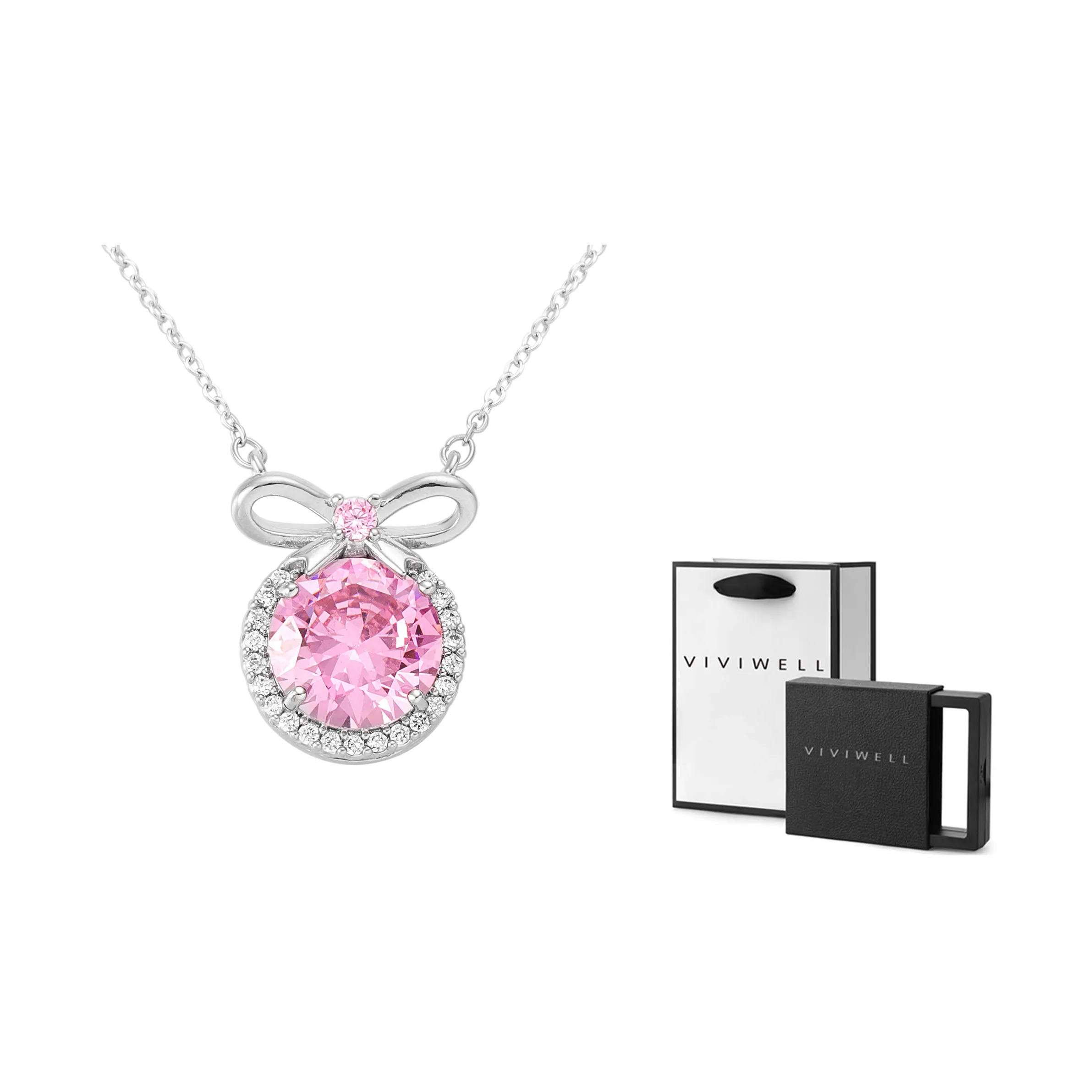 VIVIWELL Ожерелье Серебристо-розовый Ромб Женское