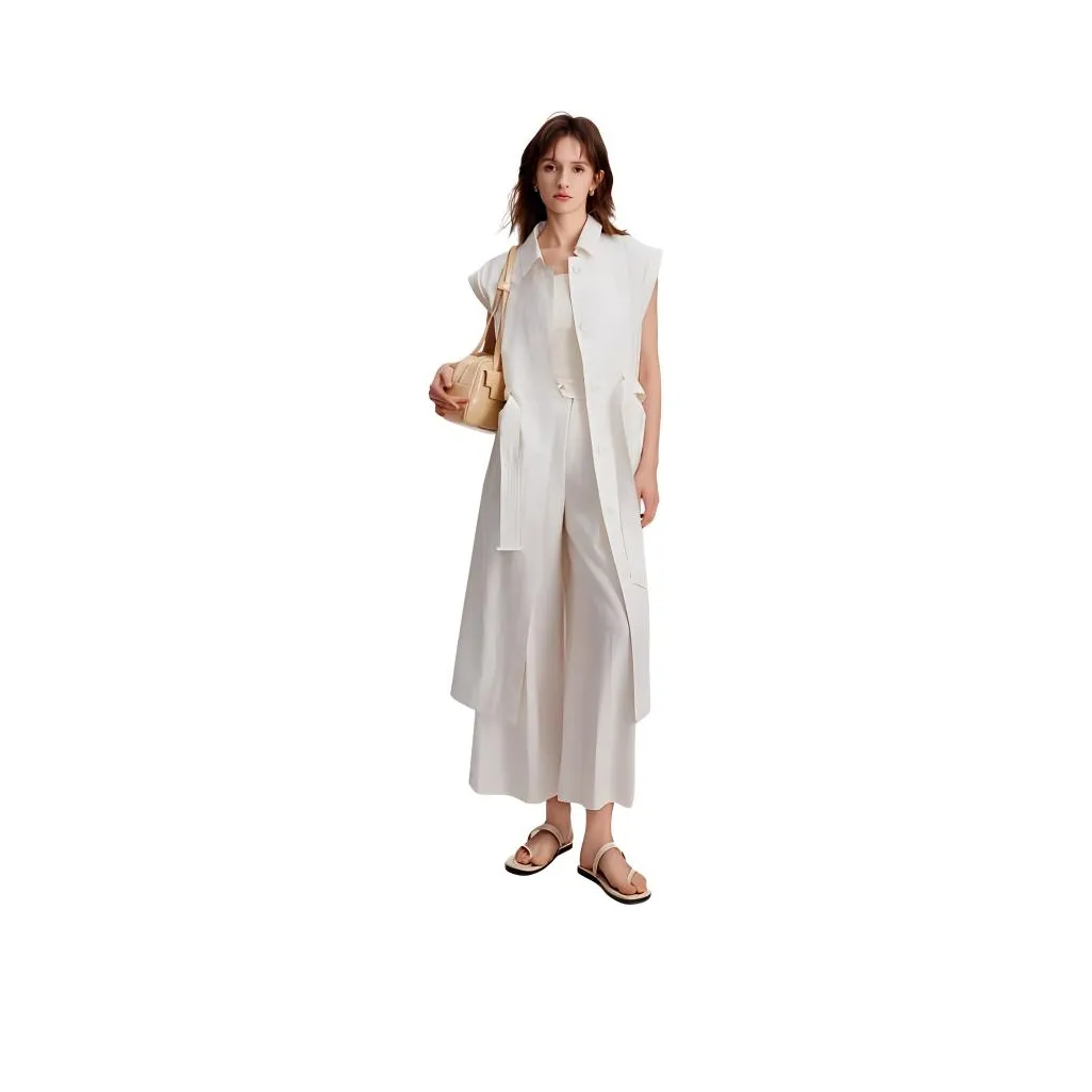 ELLE Summer New Arrival Sleeveless Skirt Women's Ecru