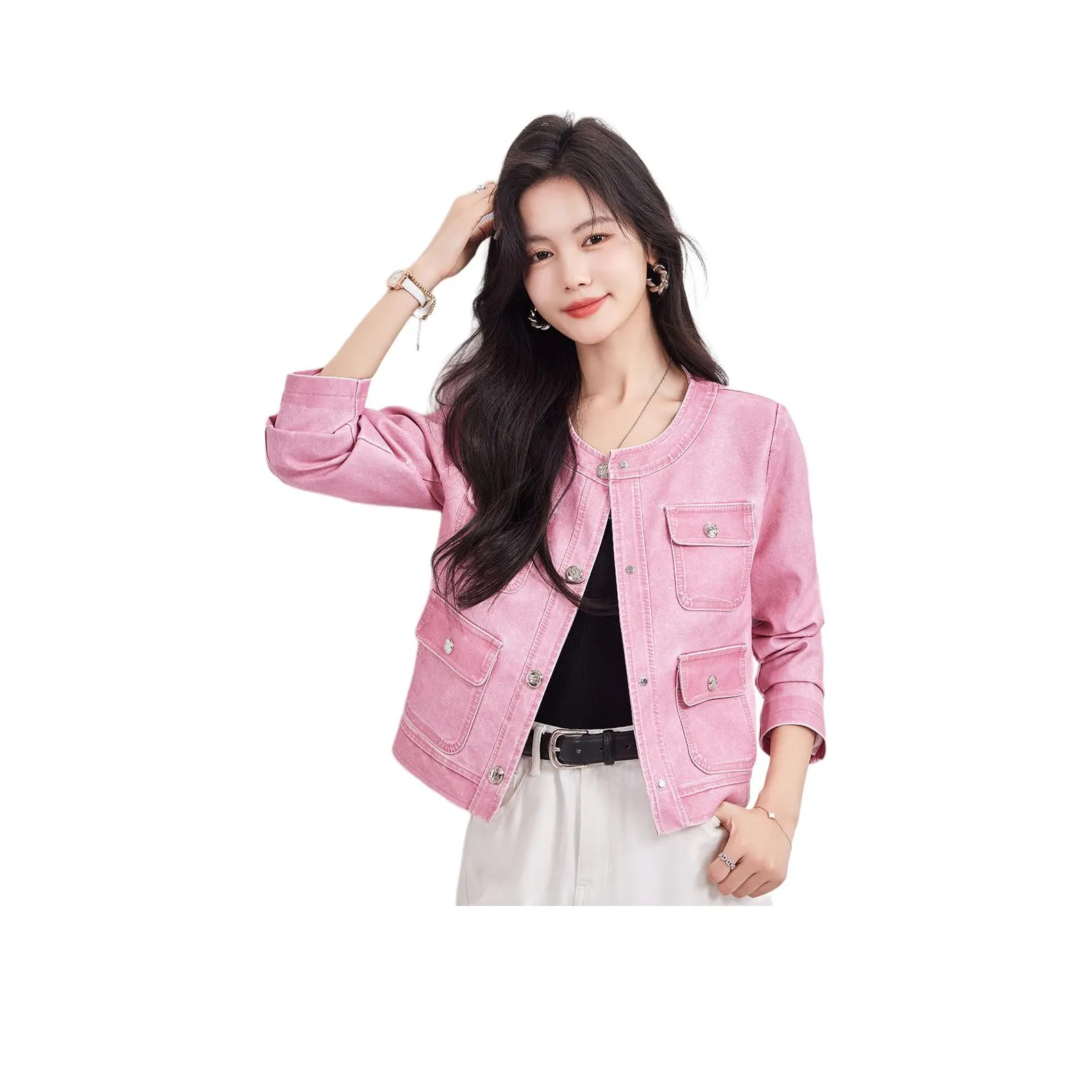 CARBAMMI Leather Jacket Women's Pink