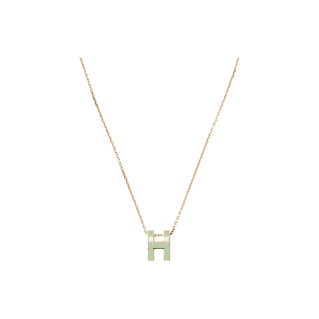 HERMES POP H Collection Metal Necklaces Women's Rose Gold