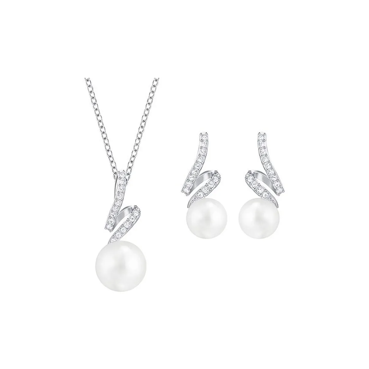 Swarovski Gabriella Metal Necklace & Stud Earrings Set Unisex