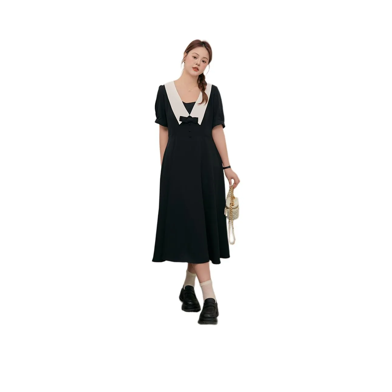 DAMABAIFENBAI Short Sleeved Dress Women's Black