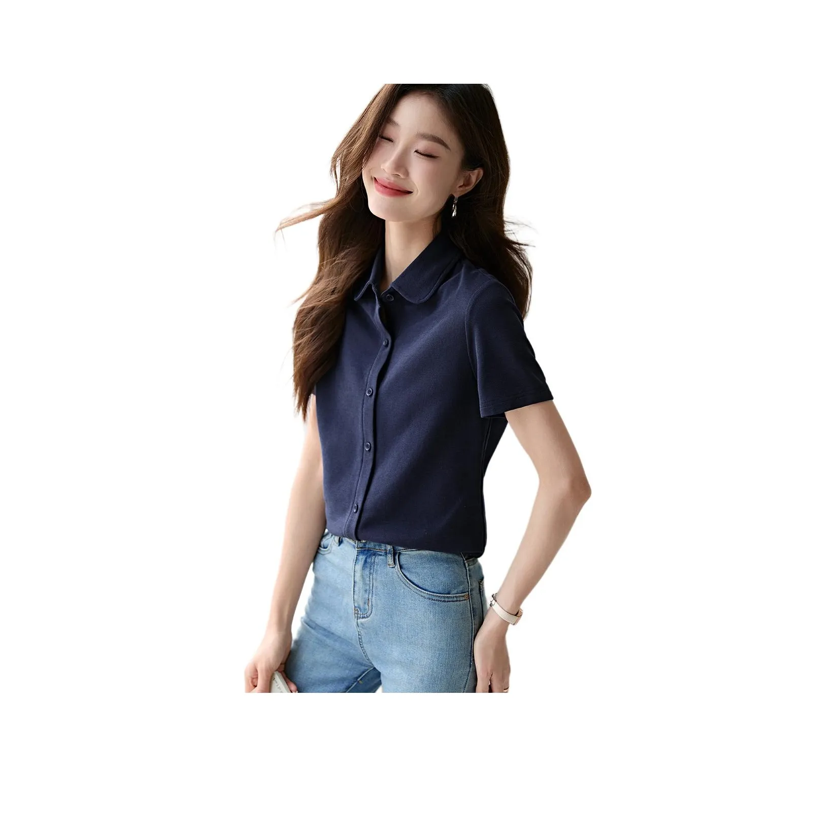 Mo Han Yi Mei Рубашка Женская Темно-синяя