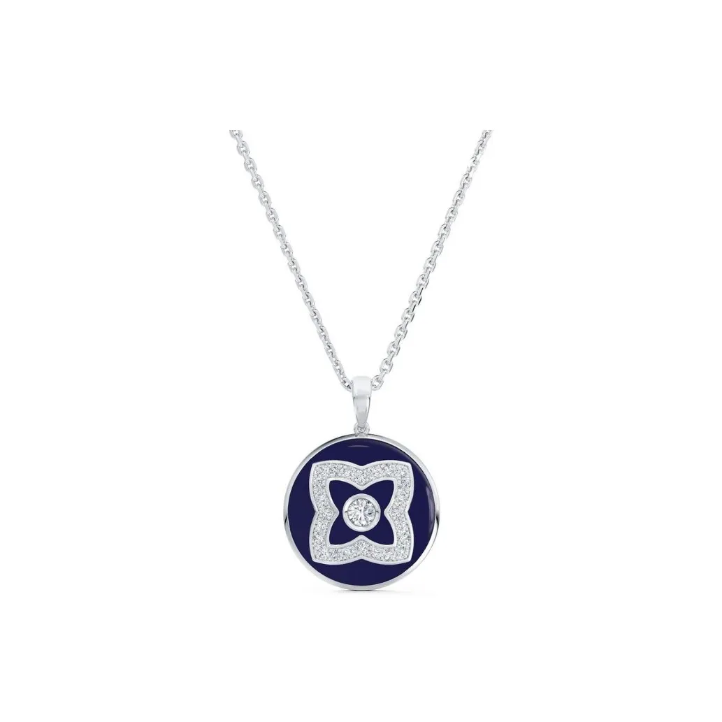 De Beers 18kt White Gold Enchanted Lotus Diamond And Enamel Necklace